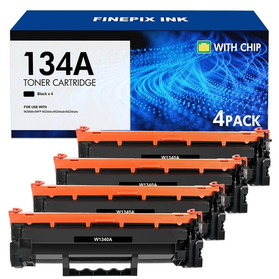 134A 134X Toner Cartridge (with Chip) Compatible for HP 134A W1340A 134X W1340X Toner for LaserJet M209dw MFP M234dw M234sdn M234sdw Printer Ink (Black, 4-PACK)