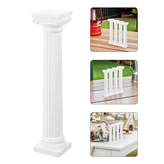 BESTYASH Set of 4 White Mini Roman Plastic Decor for Home, Exhibition, Party, and Event Decoration