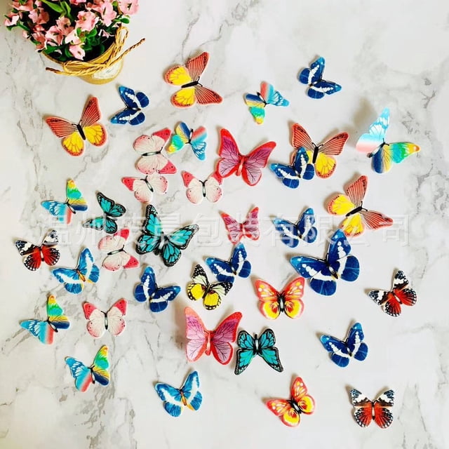 Decoración de cupcakes con forma de mariposa, papel de arroz, bandeja para hornear para tartas de boda, fiestas de cumpleaños, adornos para tartas, adornos para cupcakes, decoración de mariposas