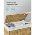 thumbnail image 5 of SONGMICS 160L Laundry Hamper with Lid Rolling Laundry Basket with Wheels 3-Section Synthetic Rattan Laundry Hamper Removable Liner for Bedroom Natural, 5 of 8