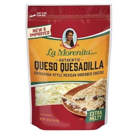 La Morenita Queso Quesadilla, Chihuahua-Style Melting Cheese, 16 oz, Resealable Plastic Bag, Refrigerated
