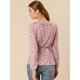 thumbnail image 5 of Blusa Top Peplum Estampado Floral Lazo Auto Cuello En V Con Volantes Cruzados Para Mujer Rosa M, 5 of 6