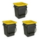 thumbnail image 1 of Contenedor de almacenamiento resistente de 5 galones con tapa hermética y bolsa organizadora apilable, paquete de 3, color negro, 1 of 5