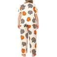 thumbnail image 5 of Agnes Orinda Women's Plus Size Halloween Pumpkin Print Pajama Set Short Sleeve Crew Neck Top and Elastic Waist Long Pants Lounge Soft Sleepwear 5X Apricot, 5 of 8