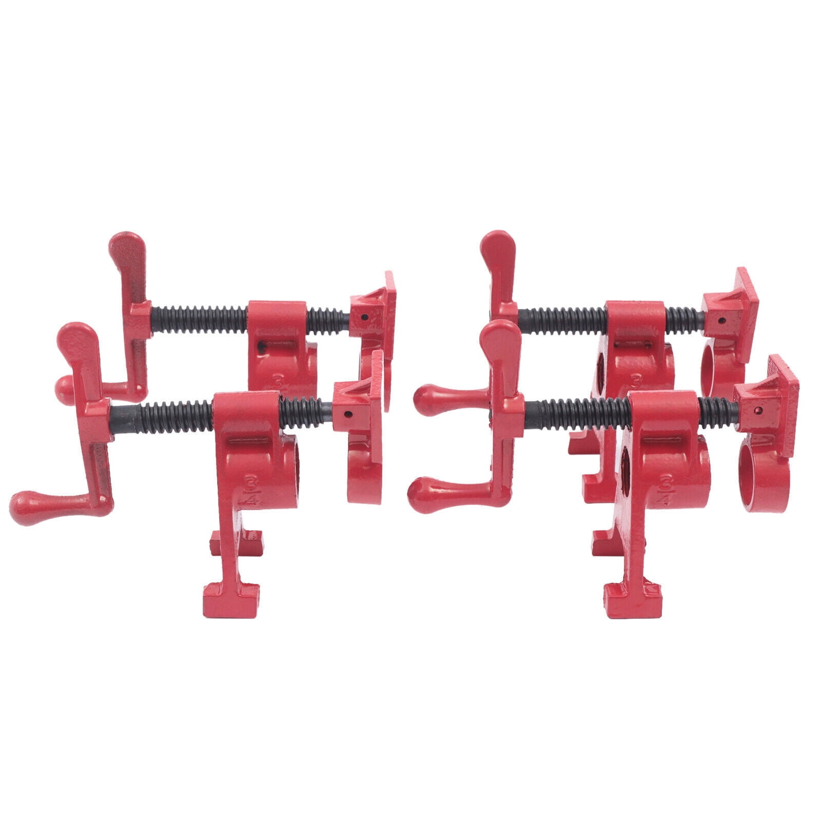 (4 Pack) 3/4" Heavy Duty Wood Gluing Pipe Clamp Set PRO Woodworking Cast Iron for Use in Lumber Stores, Manufacturing Plants