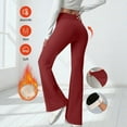 thumbnail image 5 of Aboser Womens Flare Yoga Pants Thermal Fleece Lined Leggings Winter Athletic Workout Pants Tummy Control High Waist Leggings Soft Wide Leg Trousers Wine M, 5 of 8