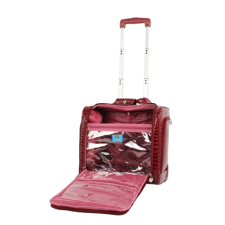 Kathy Van Zeeland Croco PVC Designer Underseat Luggage - 15 Inch