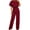 Wine*women's summer jumpsuit, variant on Dazajoo Jumpers for Women Dressy Solid Short Sleeve Crew Neck Jumpsuits with Belt Wide Leg Long Rompers,Purple,XL
