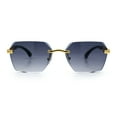thumbnail image 3 of Luxury Rimless Beveled Rectangle Lens Jaguar Metal Figurine Arm Sunglasses Gold Black - Smoke, 3 of 8