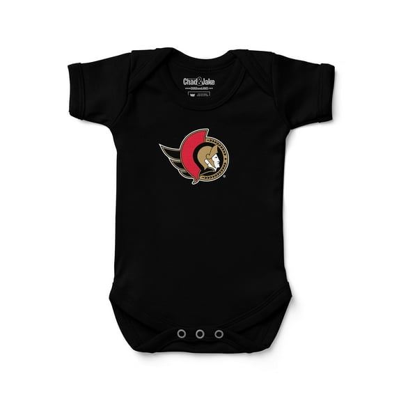 Newborn & Infant Chad & Jake Black Ottawa Senators Primary Logo Bodysuit
