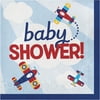 Lil' Flyer Airplane 2 Ply "Baby Shower" Printed Luncheon Napkin, Pack of 16, 6 Packs
