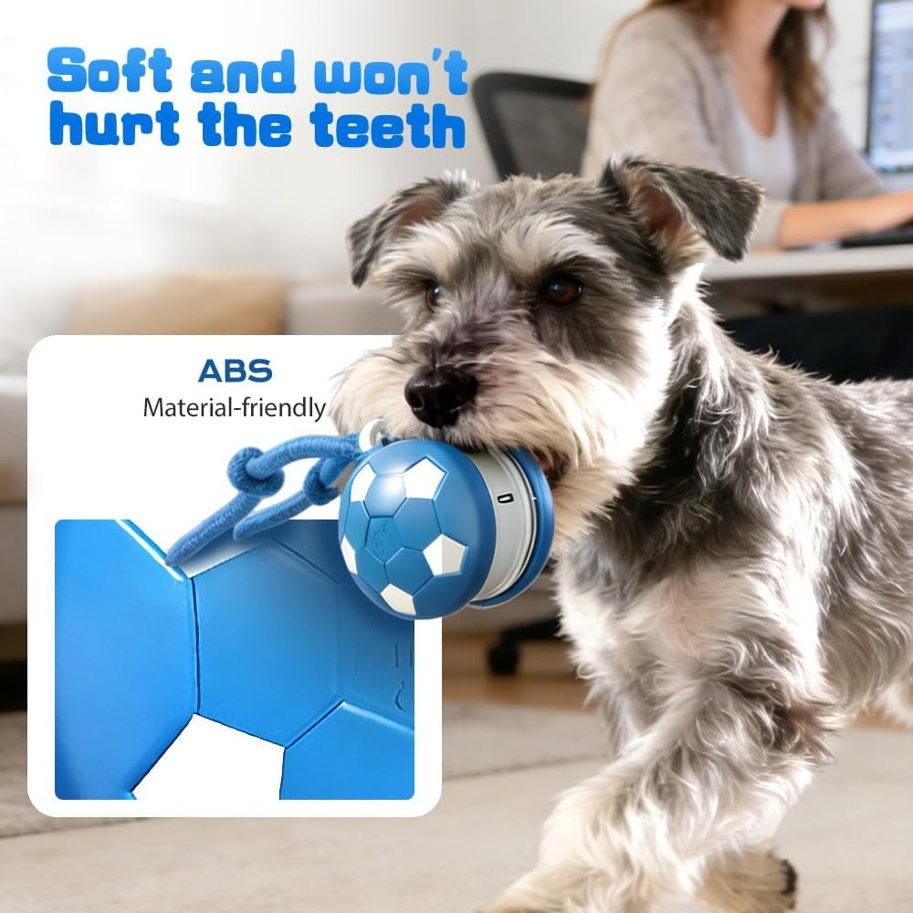 Interactive Dog Balls, Electric Moving and Rolling Enrichment Dogs Ball with Rope, Interactive Pet Ball for Small Medium Large Dogs, Rechargeable Motion-Activated Smart Dog Ball (Blue+Orange, 2Pcs)