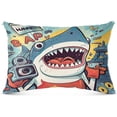 thumbnail image 2 of Cartoon Funny Shark Plush Pillowcase, Luxury Soft King Pillow Case for Hair and Skin, Standard Size Pillow Covers with Zipper Closure, 20x26in #592 Home Decor Gifts, 2 of 7