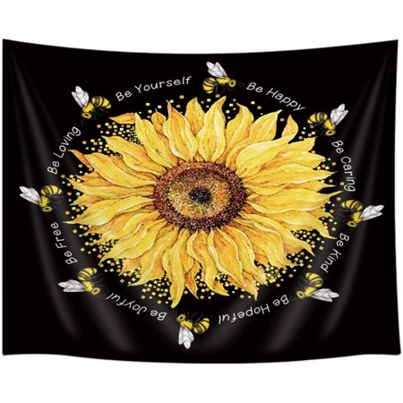 Joyweitapisserie De Tournesol Abeille De Tournesol Florale Et Citations De Mots Inspirants Motivants Tapisserie Murale A Fleurs Noires Et Jaunes A Suspendre Pour Chambre A Coucher Salon D Walmart Canada