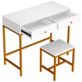 thumbnail image 6 of Ciumeeo Writing Desk with Cushioned Stool Set, 2 Drawers, for Home Office, 35.4''x15.7'', White, 6 of 10