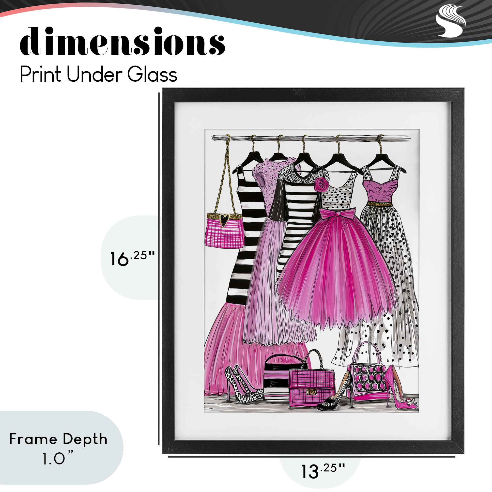 Stupell Industries Chic Pink Tulle Dresses Black Framed Print Under Glass, design by Jess Stempel