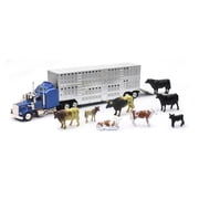New Ray Free-Wheeling Semi Truck and Trailer with 1:43 Livestock Playset - with - Ages 8 Years and up