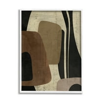 Stupell Industries Brown Retro Abstraction Abstract Painting White Framed Art Print Wall Art, 11 x 14