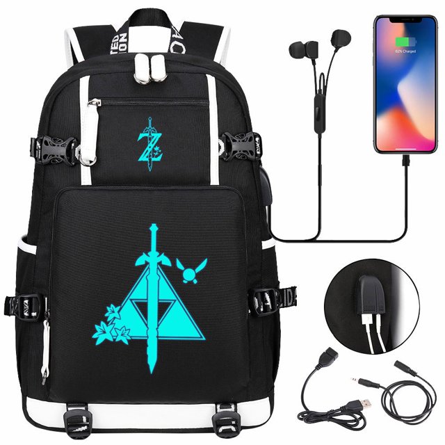 The Legend Of Zelda Auriculares USB Jóvenes Estudiante Mochila Escolar Hombres Mujeres Ocio Viaje