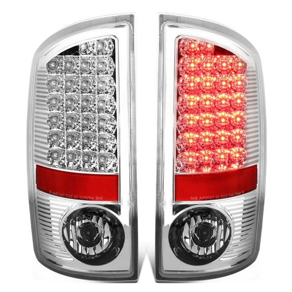 DNA Motoring For 07-09 Dodge Ram 1500 2500 3500 LED Chrome Tail Light Lamps Pair Replacement