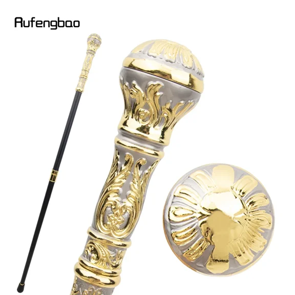 Golden Grey Luxury Round Handle Fashion Stick for Party Decorative Walking Cane Elegant Crosier Knob Walking Stick 93cm