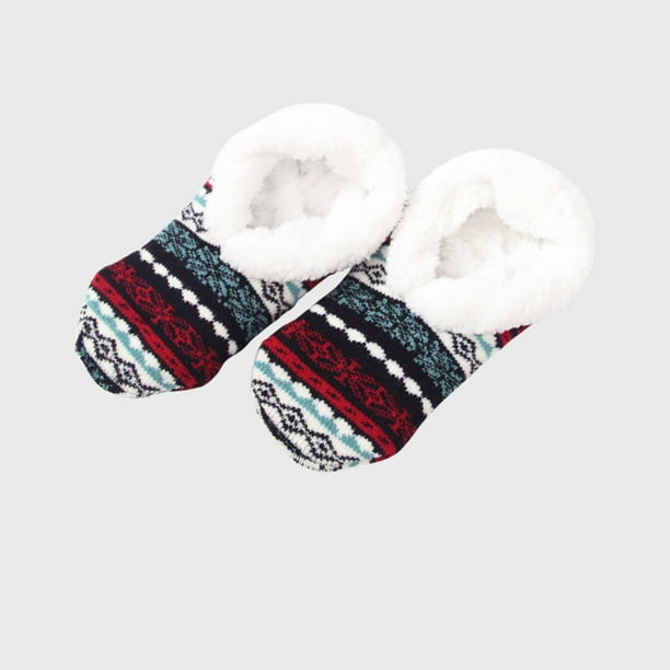 Calcetines de invierno para mujer, estampados de lana de cordero, antideslizantes, de algodón
