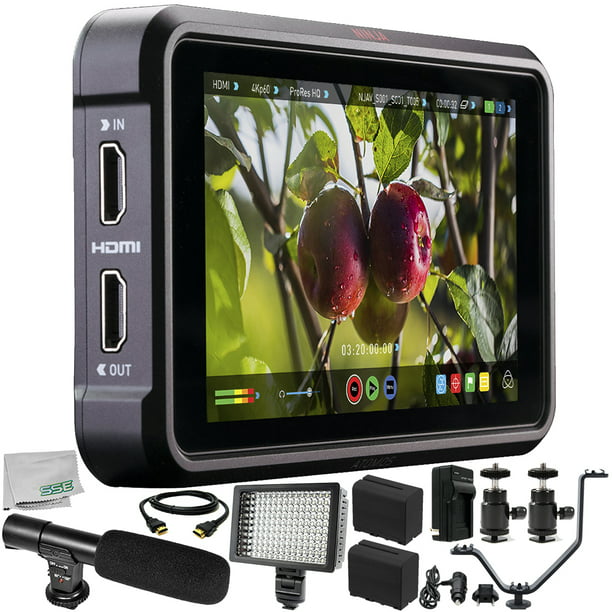 Atomos Ninja V 5" 4K HDMI Monitor 11PC Bundle – Includes 2x Replacement Batteries + AC/DC Rapid Home & Travel Charger + HDMI Cable + Microfiber Cleaning Cloth -