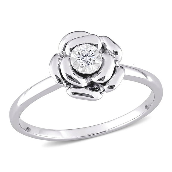 Rose Flower Design Diamond Engagement Ring, Cluster Diamond Ring, Illusion Set Diamond Ring, Stackable Ring, 925 Sterling Silver, 1.6 Ct Simulated Diamond, Ring For Special Occasion