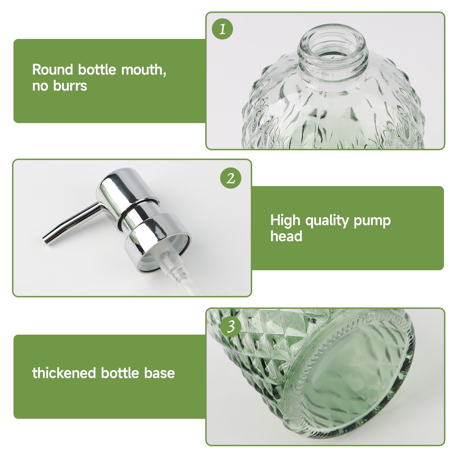 Vertical Line Glass Soap Dispenser Set, Rust-Proof Pump, Thickened Modern Bathroom Accessories for Countertop Organization & Stylish Home Decor