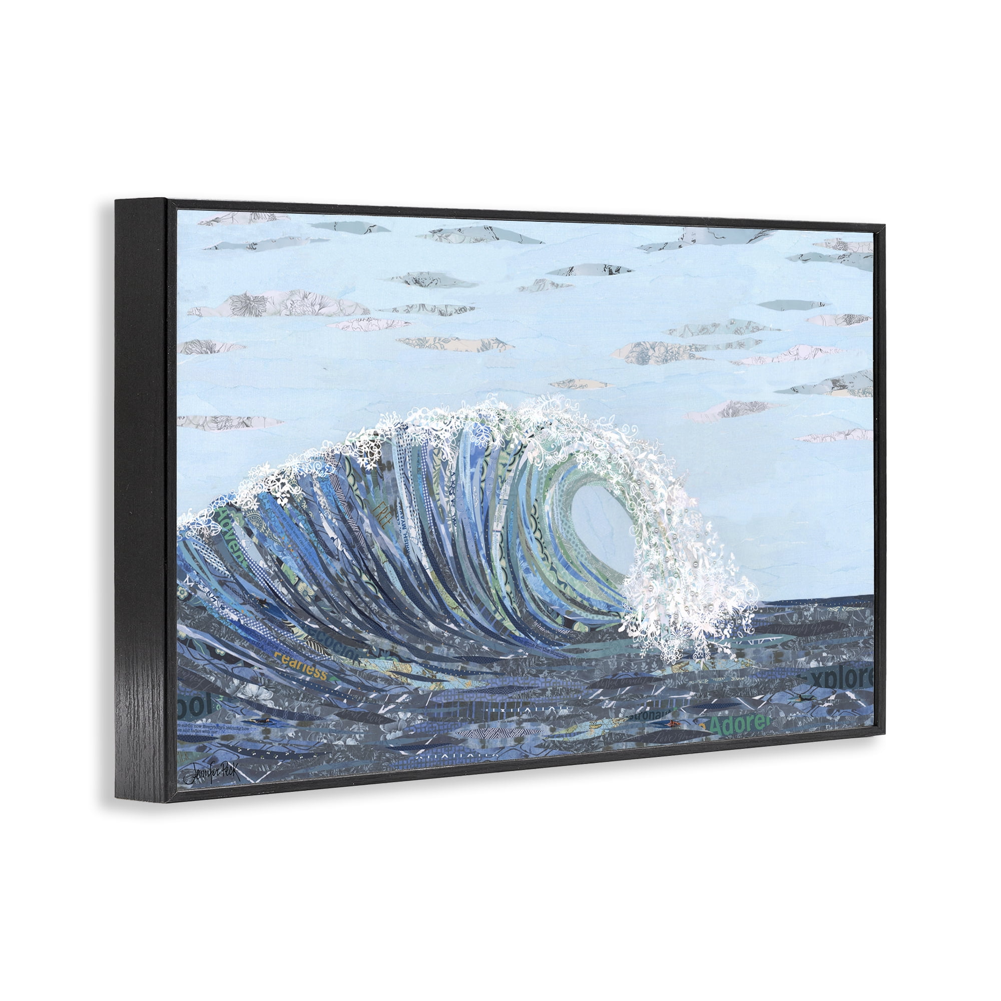 Stupell Industries Big Kahuna Wave Landscape Painting Black Framed Art Print Wall Art, 18 x 12
