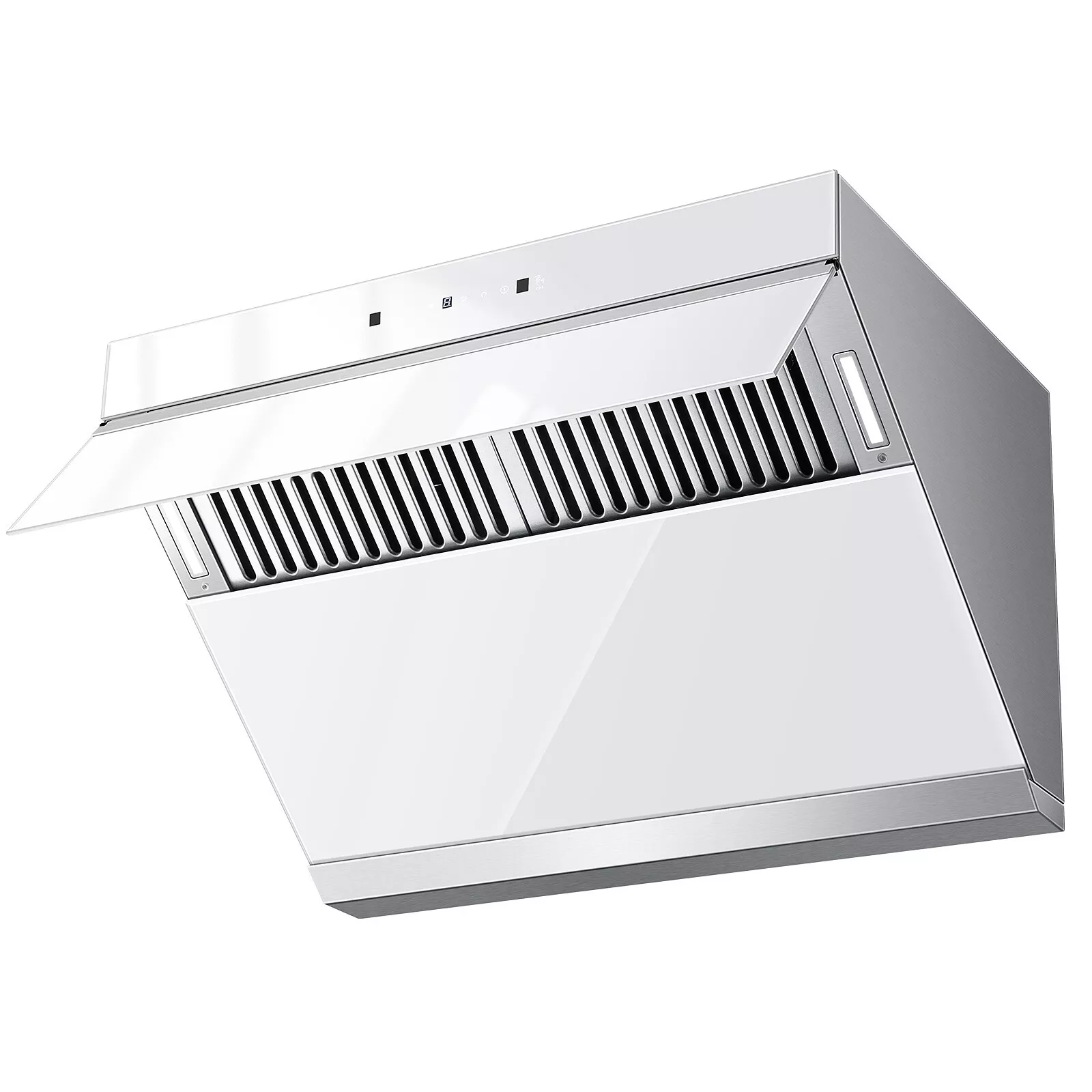 30 inch Under Cabinet Range Hood 900CFM 9-Speed Gesture Touch Control Silver White Glass Modern Vent Hood Kitchen