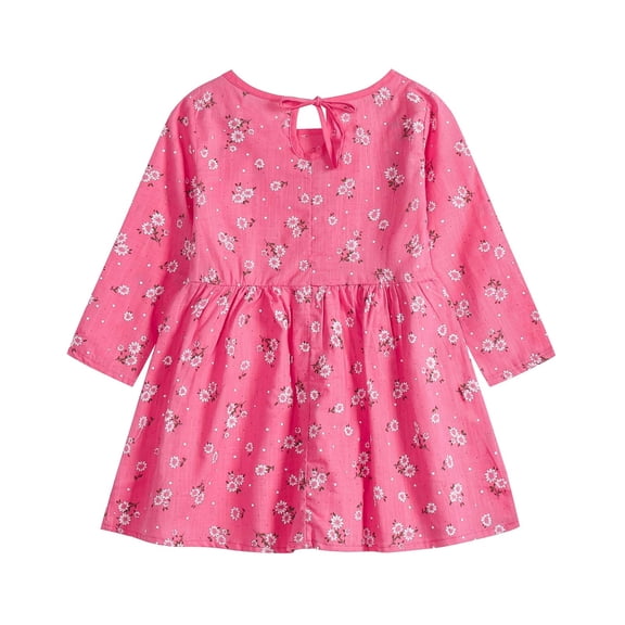 Odeerbi Girls Dresses Baby Girl Clothes Toddler Clothing 2025 Long Sleeve One-Piece Floral Print Dress Autumn Kids Skirt