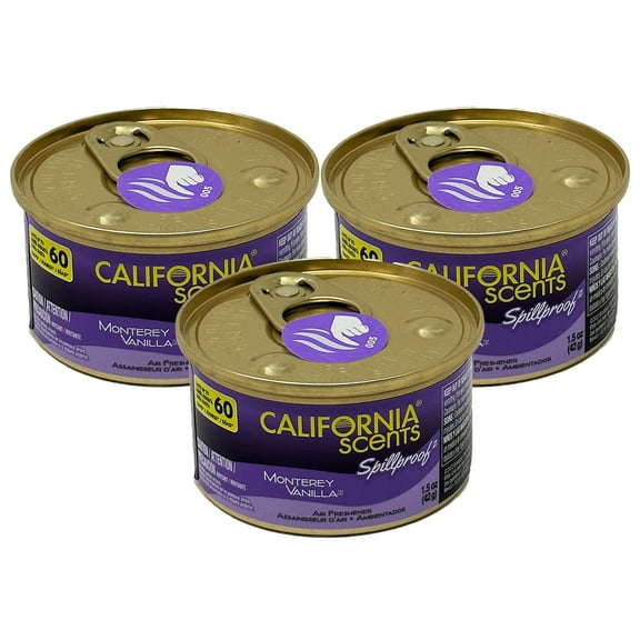 California Scents Car Air Freshener Monterey Vanilla Organic Spill Proof Can New (3-Pack)