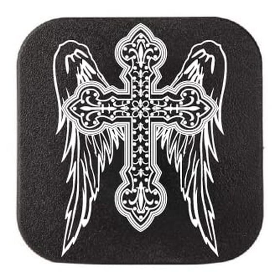 Cross Angel Wings Rubber Receiver Tube Hitch Plug. Truck Trailer Hitch Cover Plug Insert Fits 2" Receivers. Fits 2 inch Receiver Level 3 4 5 Ford GMC Toyota Jeep Dodge Chevy (2" Receiver Plug)