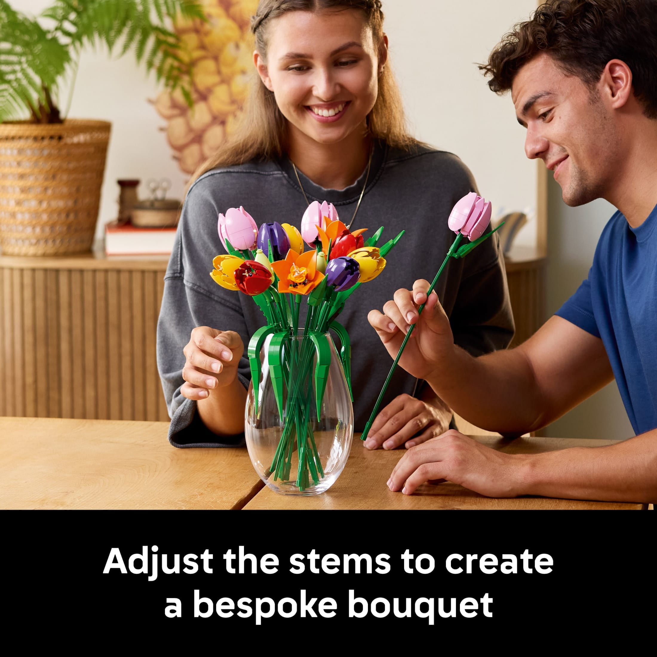 LEGO Botanicals Tulip Bouquet Building Set for Adults - Gift for Birthdays or Anniversary - Bedroom, Book Shelf & Office Decor for Women & Men, Ages 18+ - Artificial Flowers Crafting Kit - 11501