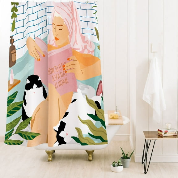 Society6 83 Oranges How To Have A Cat Spa Day Shower Curtain 71" x 74"