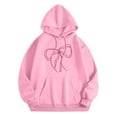 thumbnail image 6 of Fshinging Hoodie Sweatshirt For Women Bow Letter Graphic Long Sleeve Drawstring With Pockets Plus Size Clothes, 6 of 7