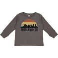 thumbnail image 3 of Inktastic Portland Oregon Skyline Retro Sunset Boys or Girls Long Sleeve Toddler T-Shirt, 3 of 5