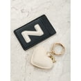 thumbnail image 3 of Time and Tru Goldtone and Faux Leather Heart-Shaped Keyring and Adhesive Phone Wallet, Initial Letter Z, 2 Pieces, Black and Ivory, 3 of 3