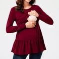 thumbnail image 5 of UFOUND Maternity Blouse Women's T Shirts Tiered Basic Solid Color Casual Pregnancy Tops Long Sleeves Shirt, 5 of 8