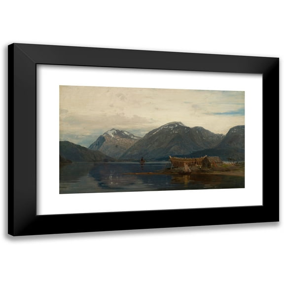Amaldus Nielsen 14x10 Black Modern Framed Museum Art Print Titled - Olve, Hardanger (1873)