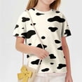thumbnail image 5 of Xdegoge Girls Cow Print T-Shirt Kids Short Sleeve Crewneck Tees Casual Summer Tops Animal Graphic Blouse for Daily Playwear, Size 5-6, 5 of 9