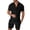 Black, variant on KKBOTIVE Mens Summer Outfit Set Button Down Crewneck Shorts Sleeve Tracksuit Summer Adult Tracksuits, Hot Pink Size: S