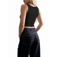 thumbnail image 4 of Women Rib Tank Top Padded Workout Top Square Neck Crop Tank Fitted Basic Camisole Tops, 4 of 9