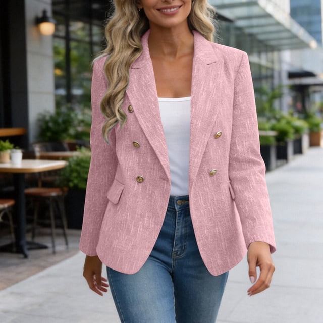 RKSTN Blouse Décontractée pour Femmes Printemps et Automne, Costume à Manches Longues, Veste en Laine, Rose m