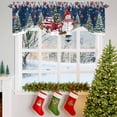 thumbnail image 3 of Winter Christmas Tie Up Valances Curtain, Snowman Truck Christmas Ball Tree Blue Adjustable Rod Pocket Short Window Treatment Tie Up Curtains Valances for Kitchen Living Room Bathroom 54x18 Inches, 3 of 9