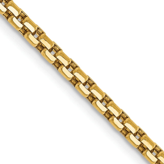 14k Yellow Gold 18 Inch 2.45mm Round Box Chain Necklace Pendant Charm