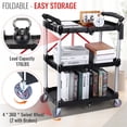 thumbnail image 2 of Chariot Utilitaire Pliant Robuste à 3 Niveaux – Capacité de 176 Lb, Chariot de Rangement Pliable avec Roues Pivotantes à 360° Verrouillables, Poignée Ergonomique pour Cuisine, Garage, Maison – Noir+rouge, 2 of 7