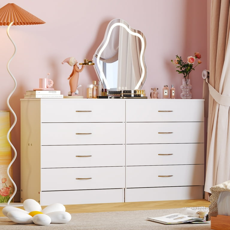【2025年製 新品】 UBesGoo 4-Drawer Dresser Pure White with Metal Handles 化粧下地