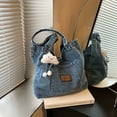 thumbnail image 3 of Bolso de lona vaquera retro americano, bolso de hombro bordado de gran capacidad, bolso versátil para estudiantes que viajan a clase., 3 of 5
